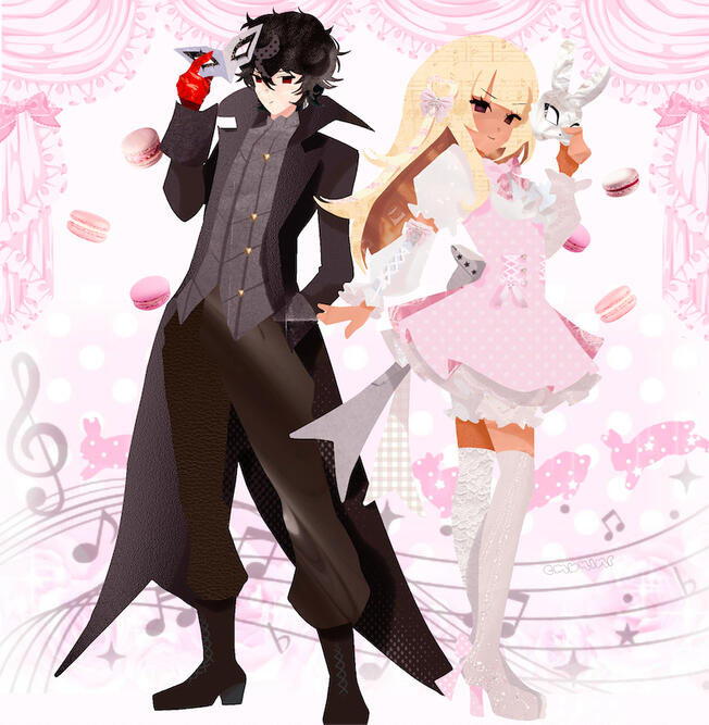 @emb4lmr - drew me as a Phantom Thief w my oshi Joker! (commission)